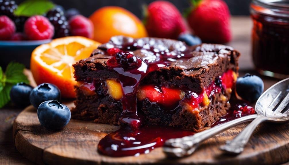 delicious jam and brownie